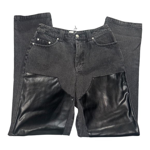 Avec Les Filles Faux Leather Trim Straight Leg Pants. Sz: 28/US 6 - Picture 4 of 10
